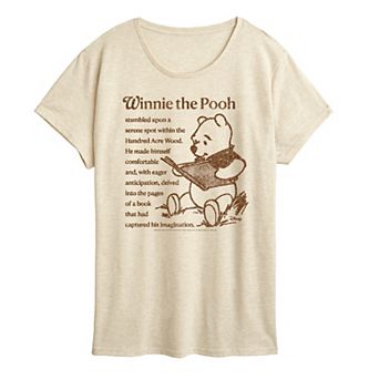 Women's Disney's Winnie The Pooh Reading A Book Short Sleeve Graphic Tee