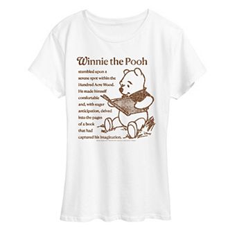 Women's Disney's Winnie The Pooh Reading A Book Short Sleeve Graphic Tee