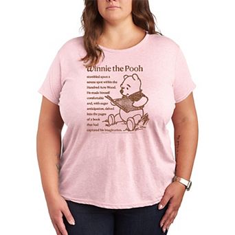 Plus Size Disney's Winnie The Pooh Reading A Book Short Sleeve Graphic Tee