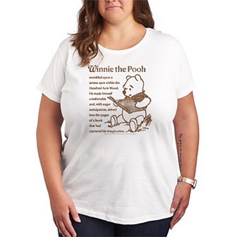 Plus Size Disney's Winnie The Pooh Reading A Book Short Sleeve Graphic Tee