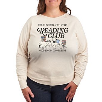 Plus Size Disney's Winnie The Pooh The Hundred Acre Wood Reading Club French Terry Long Sleeve Graphic Tee