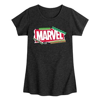 Girls Marvel Logo Christmas Wrapping Paper Christmas Graphic Tee