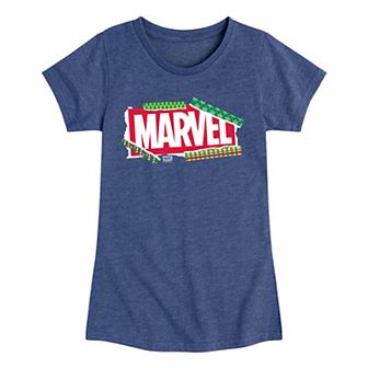 Girls Marvel Logo Christmas Wrapping Paper Christmas Graphic Tee