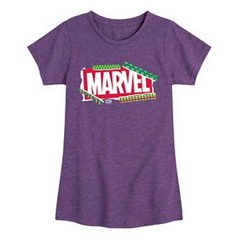 Girls Marvel Logo Christmas Wrapping Paper Christmas Graphic Tee