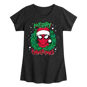 Girls Marvel Spider-Man Merry Thwip-mas Christmas Graphic Tee