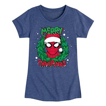 Girls Marvel Spider-Man Merry Thwip-mas Christmas Graphic Tee