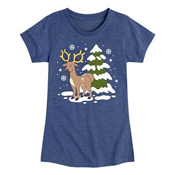 Girls Pokémon Stantler Winter Christmas Graphic Tee