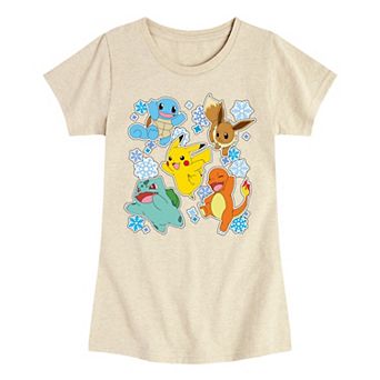Girls Pokémon Winter Stickers Christmas Graphic Tee