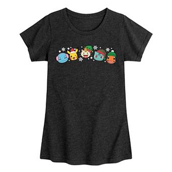 Girls Pokémon Group Christmas Graphic Tee