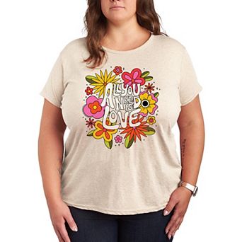 Plus Size The Beatles All You Need Is Love Short Sleeve Graphic Tee