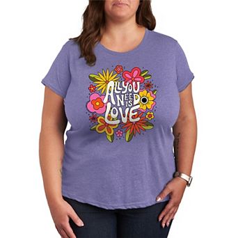 Plus Size The Beatles All You Need Is Love Short Sleeve Graphic Tee