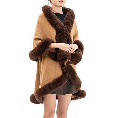 Women's Karla Hanson Aspen Breeze Ruana With Faux Fur Trim