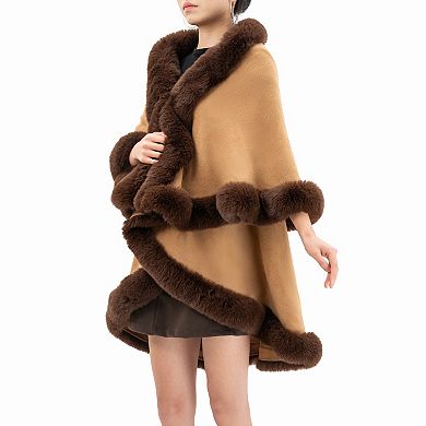 Women's Karla Hanson Aspen Breeze Ruana With Faux Fur Trim