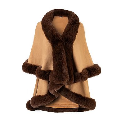 Women's Karla Hanson Aspen Breeze Ruana With Faux Fur Trim