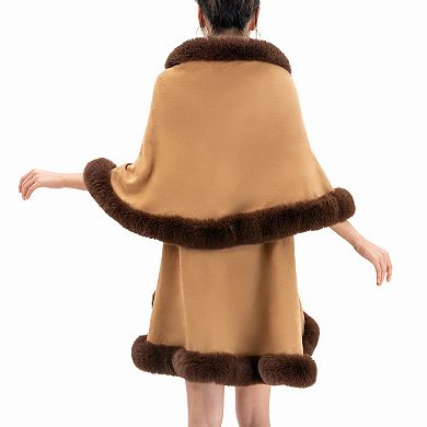 Women's Karla Hanson Aspen Breeze Ruana With Faux Fur Trim