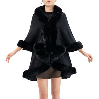 Women's Karla Hanson Aspen Breeze Ruana With Faux Fur Trim