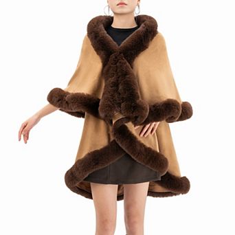 Women's Karla Hanson Aspen Breeze Ruana With Faux Fur Trim