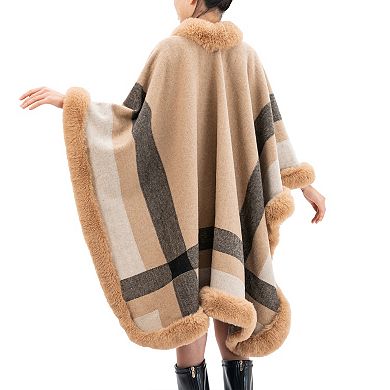 Women's Karla Hanson Savannah Drape Ruana With Faux Fur Trim