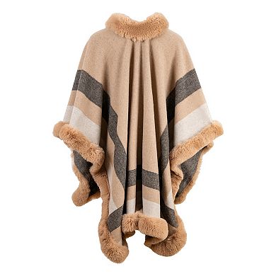 Women's Karla Hanson Savannah Drape Ruana With Faux Fur Trim