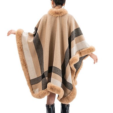 Women's Karla Hanson Savannah Drape Ruana With Faux Fur Trim