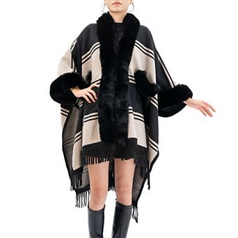 Women's Karla Hanson Soft Horizon Ruana With Fringe Trim