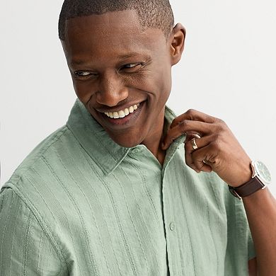 Men's Apt. 9® Short Sleeve Embroidered Collar Shirt