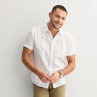 Men's Apt. 9® Short Sleeve Embroidered Collar Shirt