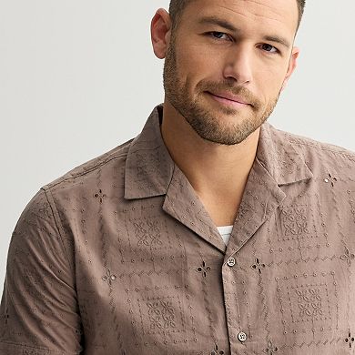 Men's Apt. 9® Short Sleeve Embroidered Camp Collar Button-Down Shirt