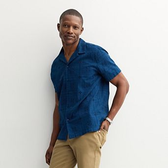 Men's Apt. 9 Short Sleeve Embroidered Camp Collar Shirt
