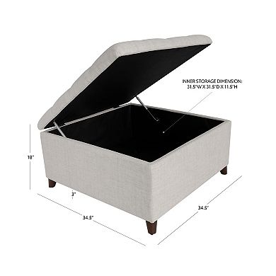 Linon Madeleine Square Storage Ottoman