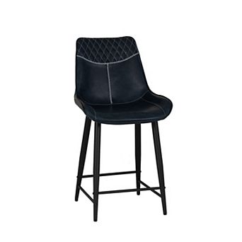 Linon Upholstered Counter Stool with Diamond Stitching