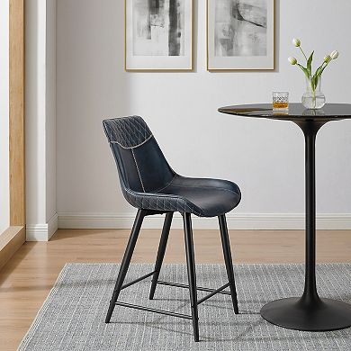 Linon Upholstered Counter Stool with Diamond Stitching