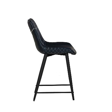 Linon Upholstered Counter Stool with Diamond Stitching