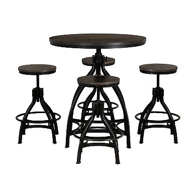 Linon Hawkford Round Bar Stool and Table 5-pc. Set