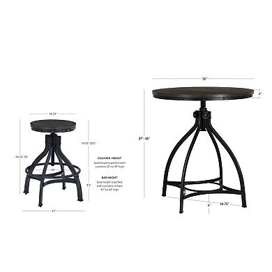 Linon Hawkford Round Bar Stool and Table 5-pc. Set