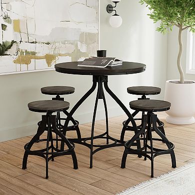 Linon Hawkford Round Bar Stool and Table 5-pc. Set