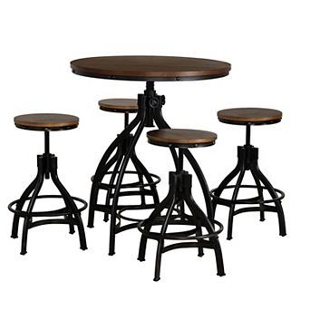 Linon Hawkford Round Bar Stool and Table 5 pc Set