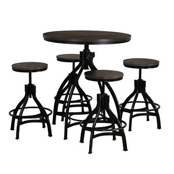 Linon Hawkford Round Bar Stool and Table 5 pc Set