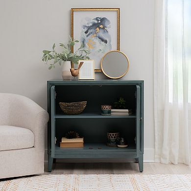 Linon Jaylan Diamond 2-Door Cabinet with Storage