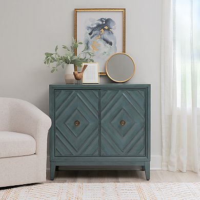 Linon Jaylan Diamond 2-Door Cabinet with Storage