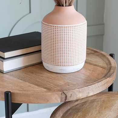 Linon Evanston Nesting Tables with Round Tops and Metal Legs