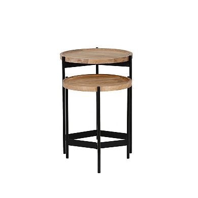 Linon Evanston Nesting Tables with Round Tops and Metal Legs