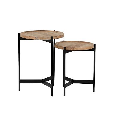Linon Evanston Nesting Tables with Round Tops and Metal Legs