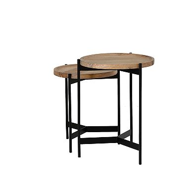 Linon Evanston Nesting Tables with Round Tops and Metal Legs