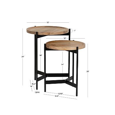 Linon Evanston Nesting Tables with Round Tops and Metal Legs