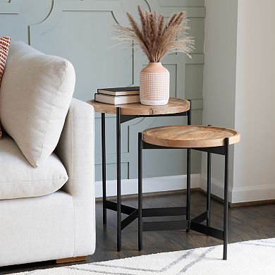 Linon Evanston Nesting Tables with Round Tops and Metal Legs