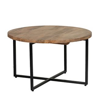 Linon Evanston Metal Base Round Coffee Table