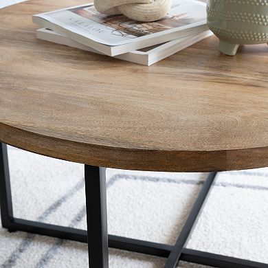 Linon Evanston Metal Base Round Coffee Table