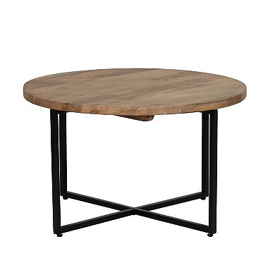 Linon Evanston Metal Base Round Coffee Table