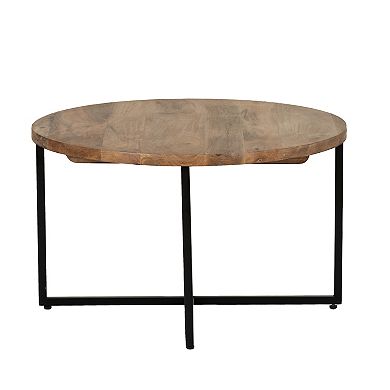 Linon Evanston Metal Base Round Coffee Table